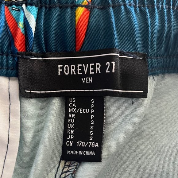 Forever 21 Short Mens Small Blue Boats Drawstring Elastic Waist 3 Pocket Bottoms - Picture 3 of 6